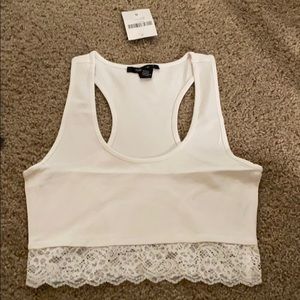 Lace Trim Cropped Tank Top